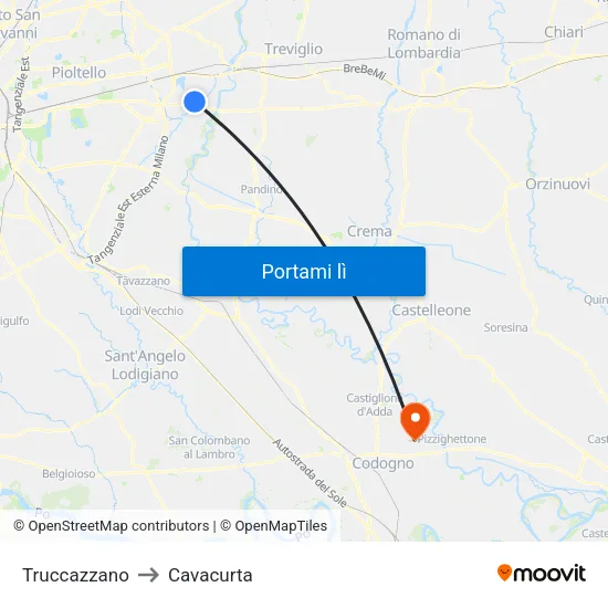 Truccazzano to Cavacurta map