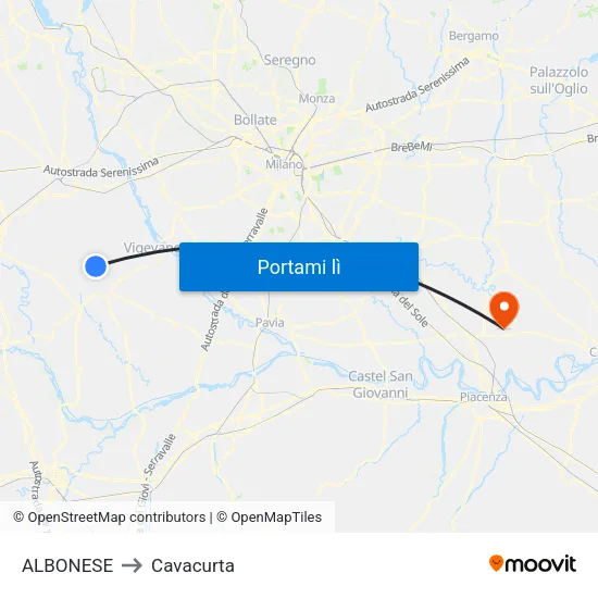ALBONESE to Cavacurta map