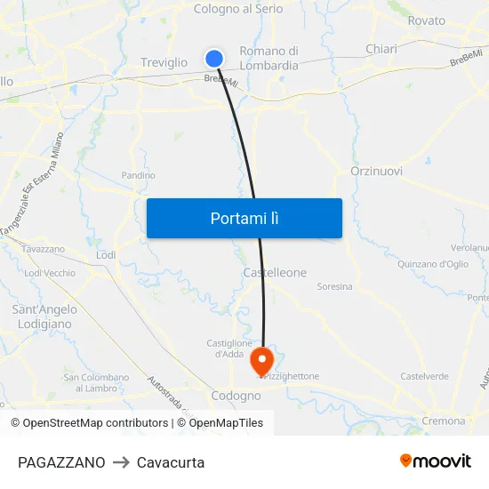 PAGAZZANO to Cavacurta map