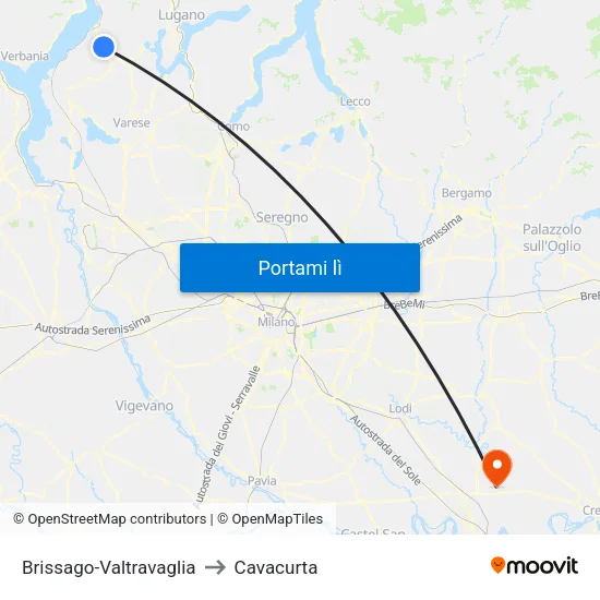 Brissago-Valtravaglia to Cavacurta map