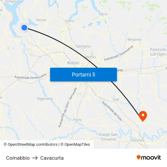 Comabbio to Cavacurta map
