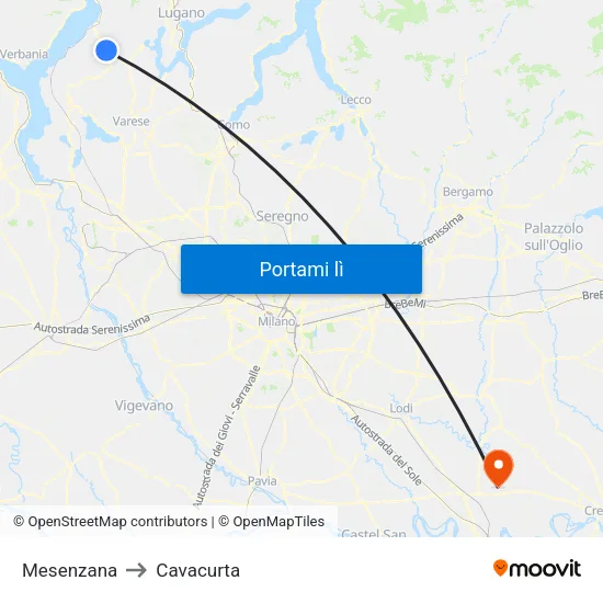 Mesenzana to Cavacurta map