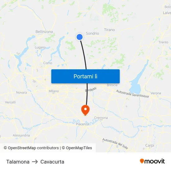 Talamona to Cavacurta map