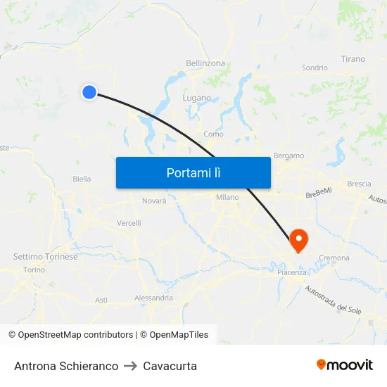 Antrona Schieranco to Cavacurta map