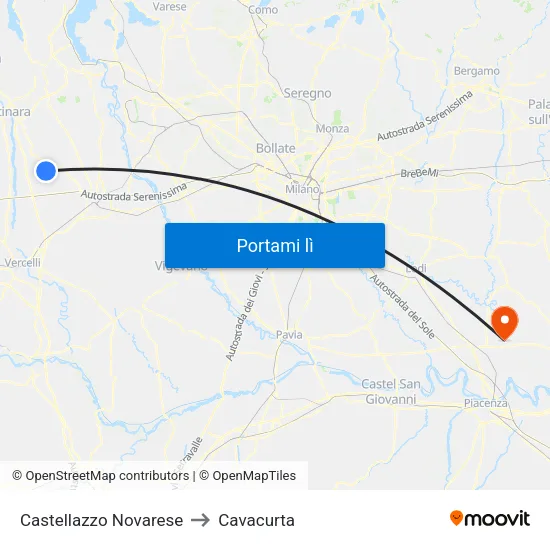 Castellazzo Novarese to Cavacurta map
