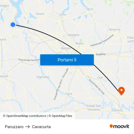 Paruzzaro to Cavacurta map