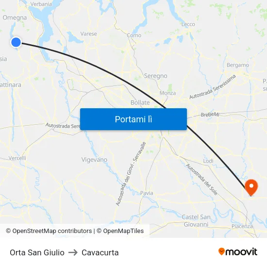 Orta San Giulio to Cavacurta map