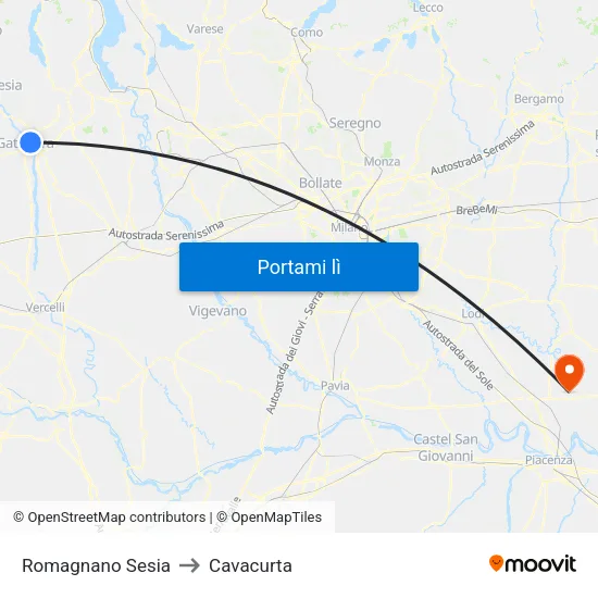 Romagnano Sesia to Cavacurta map