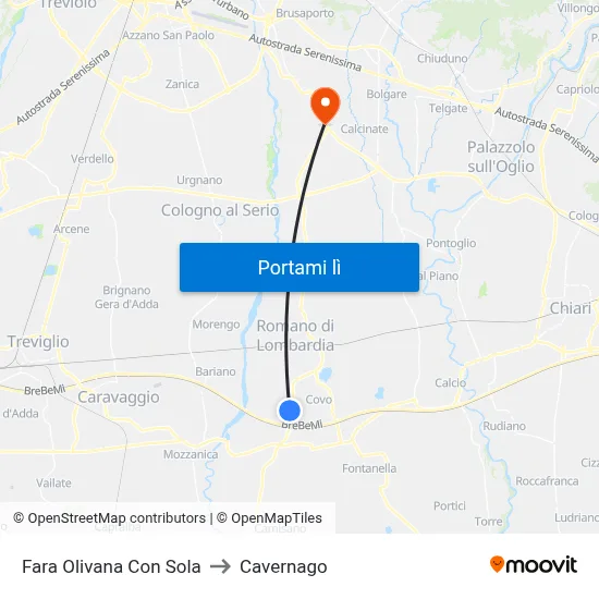 Fara Olivana Con Sola to Cavernago map
