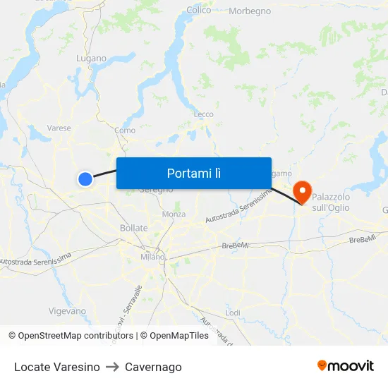 Locate Varesino to Cavernago map
