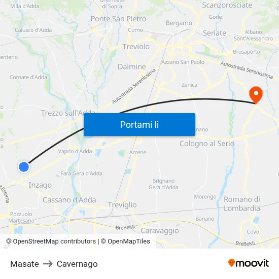 Masate to Cavernago map