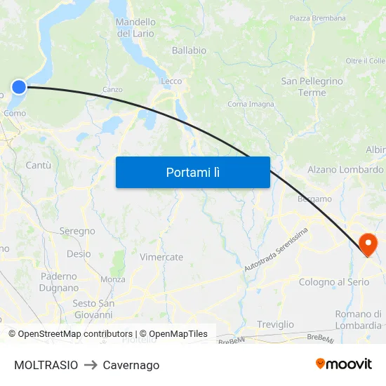 MOLTRASIO to Cavernago map