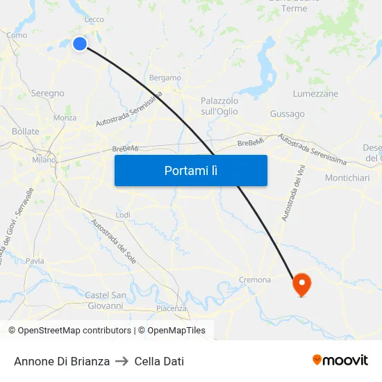 Annone Di Brianza to Cella Dati map