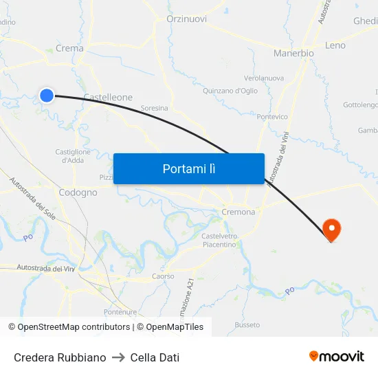 Credera Rubbiano to Cella Dati map