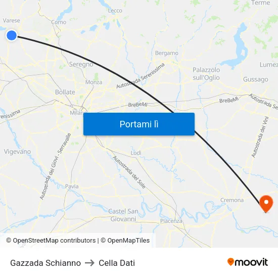 Gazzada Schianno to Cella Dati map