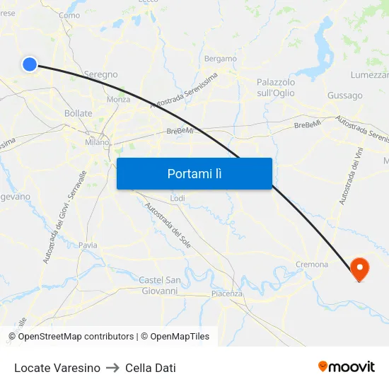 Locate Varesino to Cella Dati map