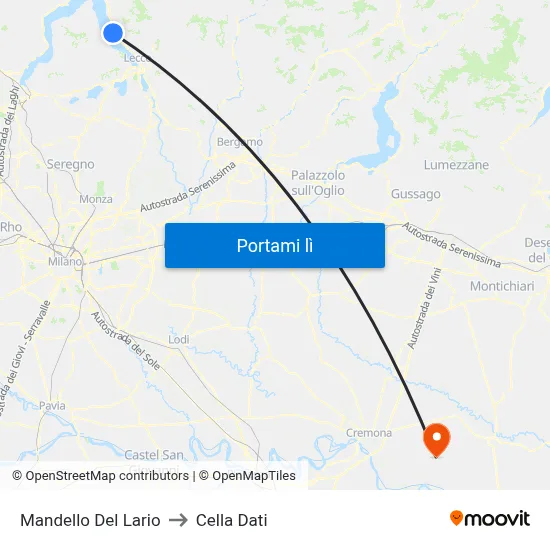 Mandello Del Lario to Cella Dati map