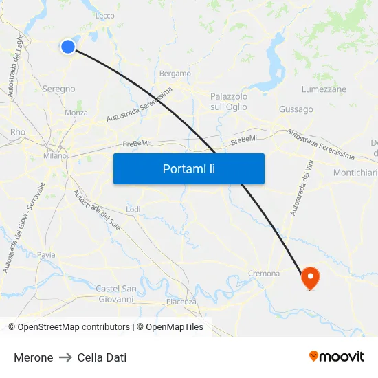 Merone to Cella Dati map