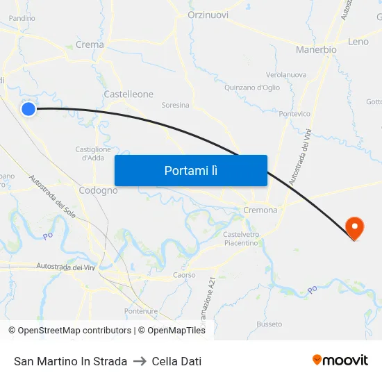 San Martino In Strada to Cella Dati map