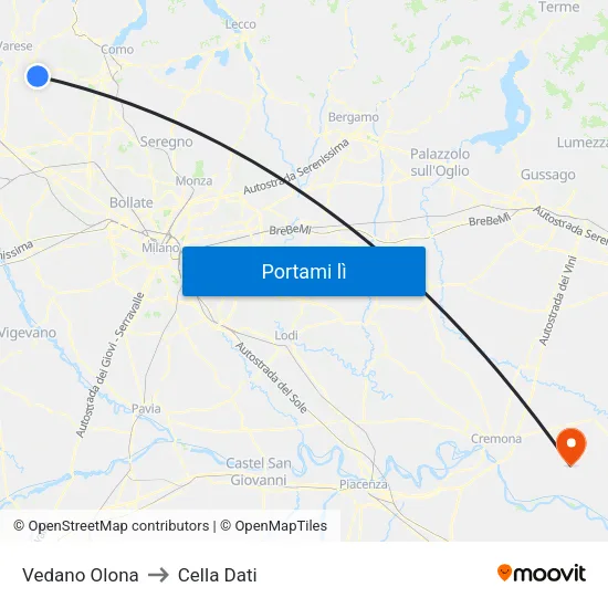 Vedano Olona to Cella Dati map