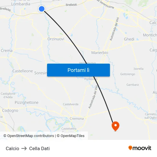 Calcio to Cella Dati map