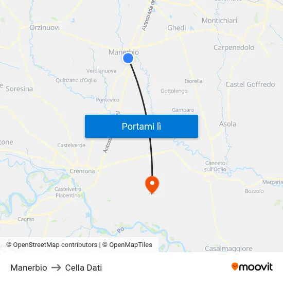 Manerbio to Cella Dati map