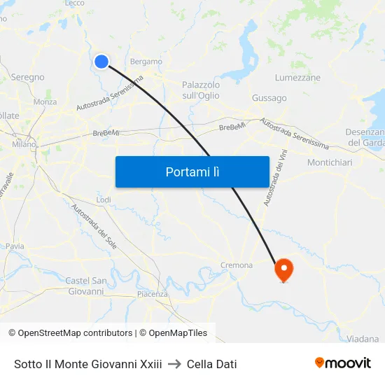 Sotto Il Monte Giovanni Xxiii to Cella Dati map