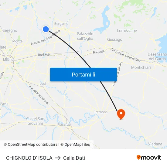 CHIGNOLO D' ISOLA to Cella Dati map