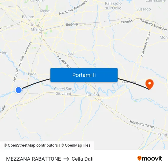 MEZZANA RABATTONE to Cella Dati map