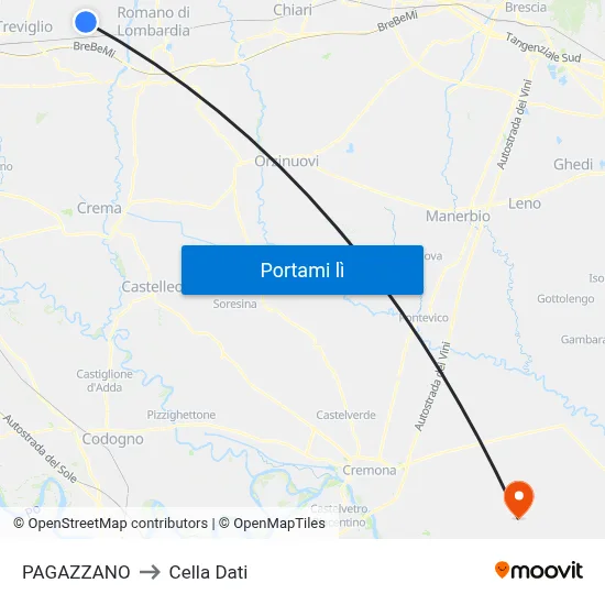 PAGAZZANO to Cella Dati map