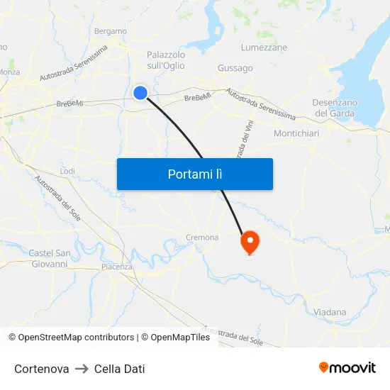 Cortenova to Cella Dati map