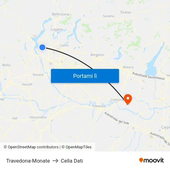 Travedona-Monate to Cella Dati map
