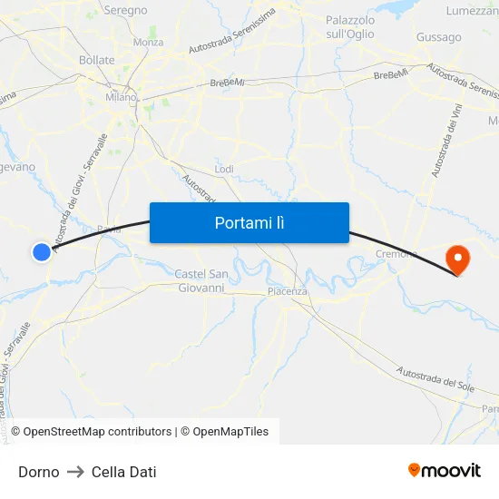 Dorno to Cella Dati map