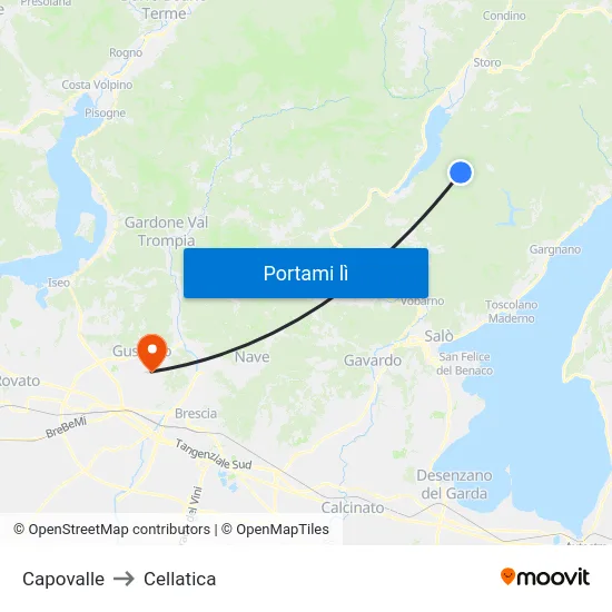 Capovalle to Cellatica map