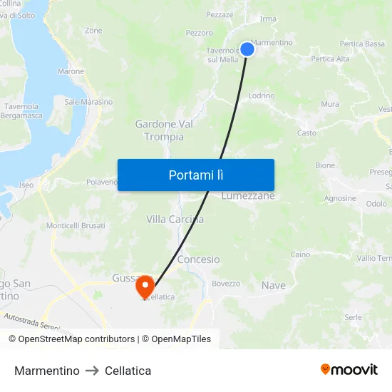 Marmentino to Cellatica map