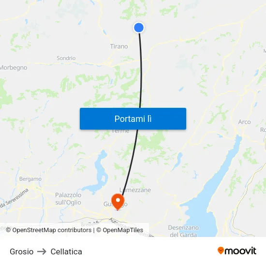 Grosio to Cellatica map