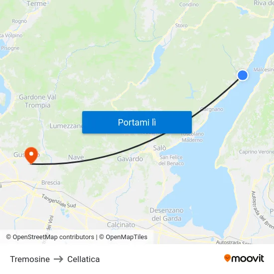 Tremosine to Cellatica map