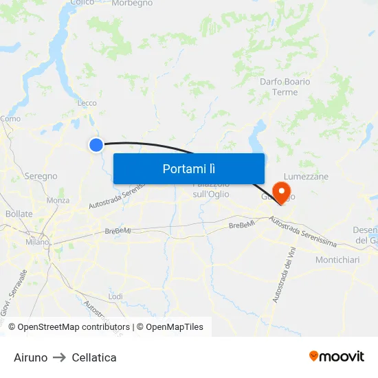 Airuno to Cellatica map