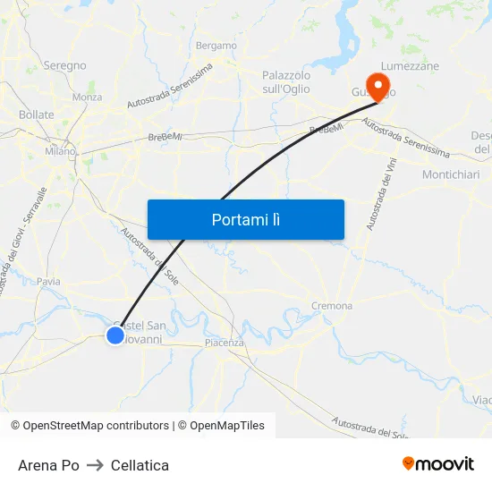 Arena Po to Cellatica map