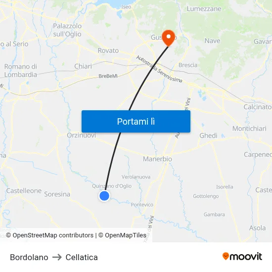 Bordolano to Cellatica map