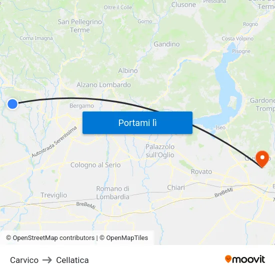 Carvico to Cellatica map