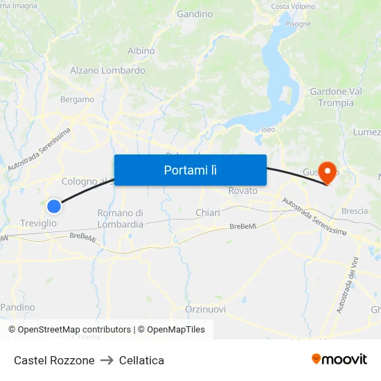 Castel Rozzone to Cellatica map