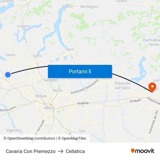 Cavaria Con Premezzo to Cellatica map