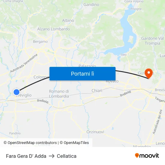 Fara Gera D' Adda to Cellatica map