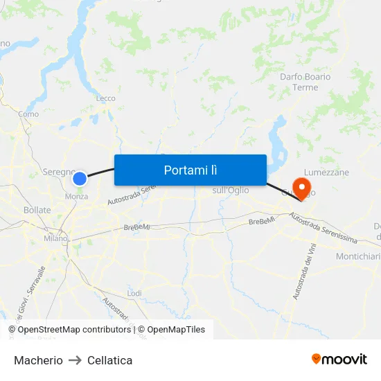 Macherio to Cellatica map