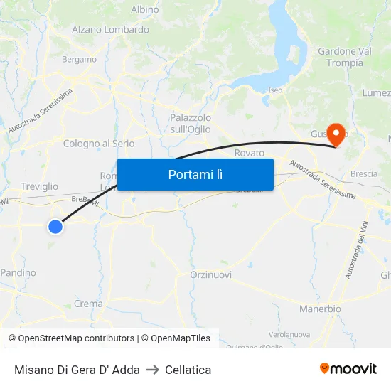 Misano Di Gera D' Adda to Cellatica map