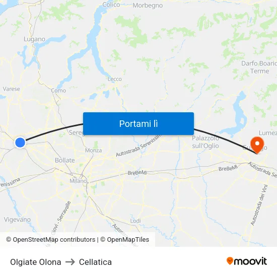 Olgiate Olona to Cellatica map