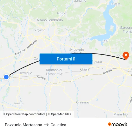 Pozzuolo Martesana to Cellatica map