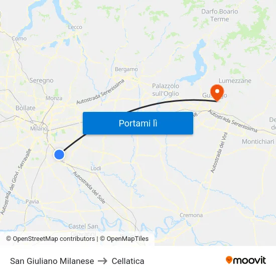 San Giuliano Milanese to Cellatica map