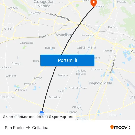 San Paolo to Cellatica map